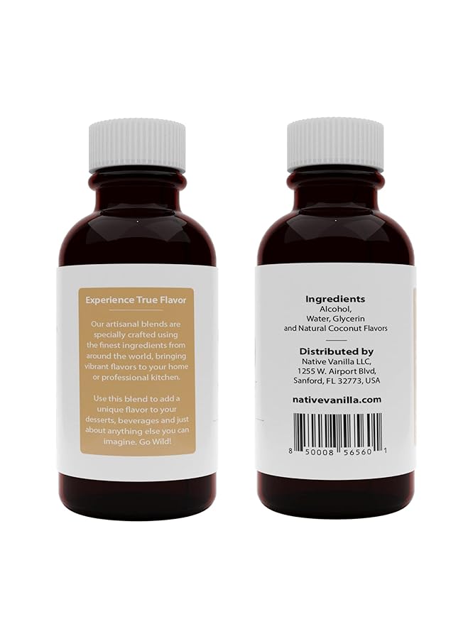 Native Vanilla - Coconut Flavor - 4 Fl Oz - Pure Flavors and Extracts - Perfect for Cooking, Baking, and Dessert Crafting