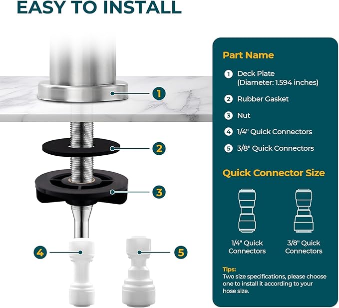 Drinking Water Faucets for Kitchen Sink, Stainless Steel Water Filter Faucet for Reverse Osmosis or Water Filtration System, RO Bar Sink Faucet, Brushed Nickel