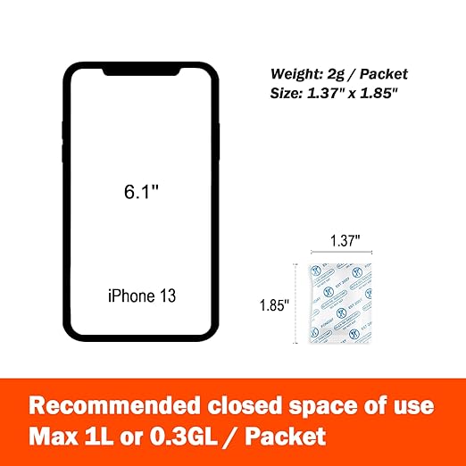 2Gram 100Packets Fonday Food Grade Silica Gel Packs Desiccants Moisture Absorbers Desiccants Packets Dehumidifier Packs