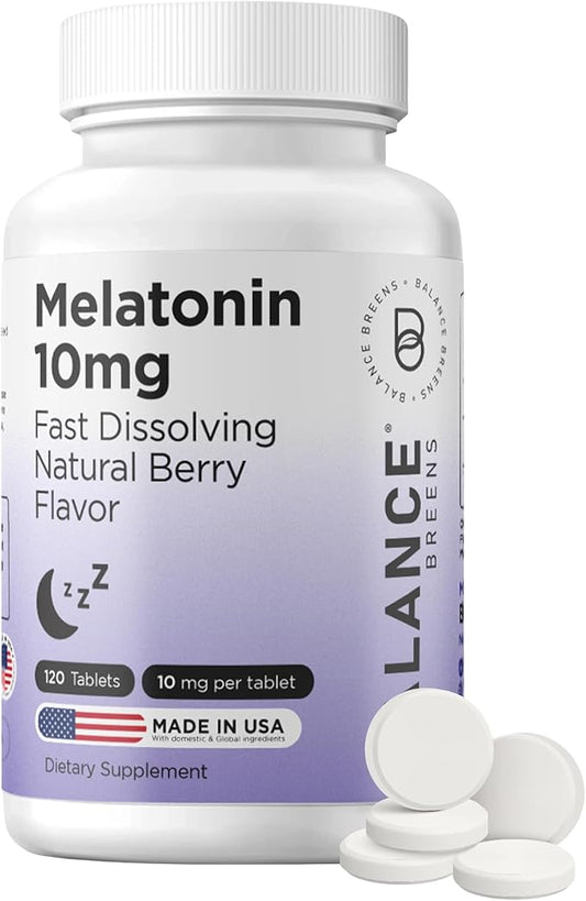 Balancebreens Melatonin 10mg Fast-Dissolve, 120 Tablets – Natural Sleep Aid for Restful Nights, Drug-Free Support for Relaxation and Tranquility