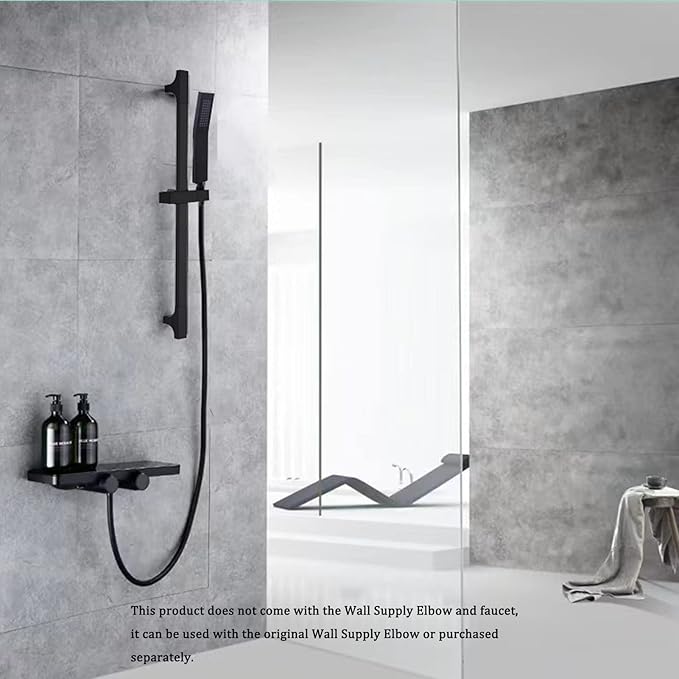 Matte Black Handheld Shower with Slide Bar Square Handheld Shower Head with Hose High-Pressure Shower Head with 29" Long Slide Bar Combo Adjustable Height