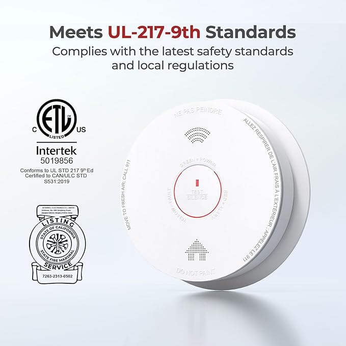 Smoke Detector Carbon Monoxide Detector Combo 10 Year Battery with Bilingual Voice Alerts,UL 217-9th Standard Fire Smoke & Carbon Monoxide Alarms for Home Standalone Model 3 Pack