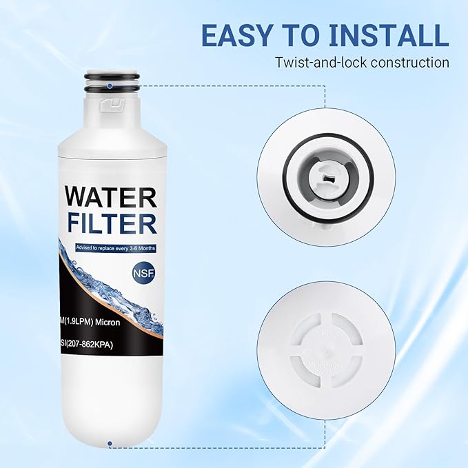 RWF4700AC Water filter for LG, HDX FML-5, GF-1000P, FL-RF46, WS646A, CWMF002 (NSF Certified) Refrigerator Replacement Filter 3-Pack.