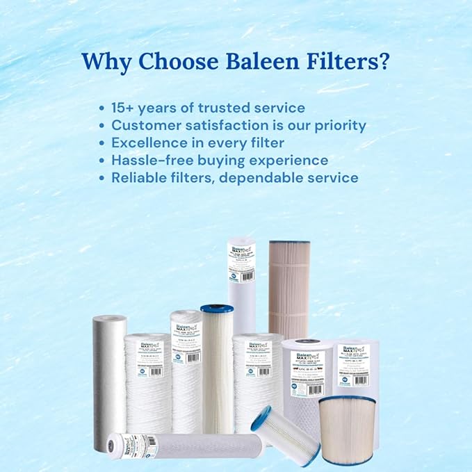 Baleen Filters 2 Pack 5 Micron 10"x2.5" String Wound Whole House Water Sediment Filters, Universal Replacement Cartridge for Well Water, RO System, HDX SWC-25-1005, Watts SF5-978, Pentek WP-5
