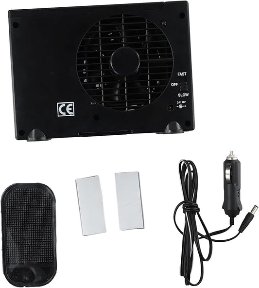 12V Portable Air Conditioner Fan with Water Cooling Tank for Car, Home, Camper, Boat, Travel, Quiet Low Power Air Cooler and Humidifier, Black