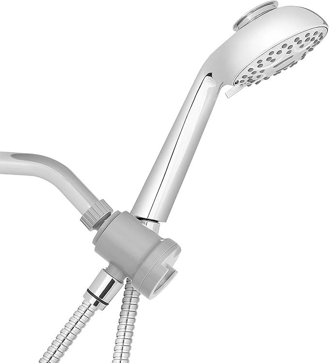 Waterpik Magnetic Dual Dock Adjustable Height Hand Held Shower Head With 5-Foot Metal Hose and PowerPulse Shower Massage, Chrome QMK-753ME