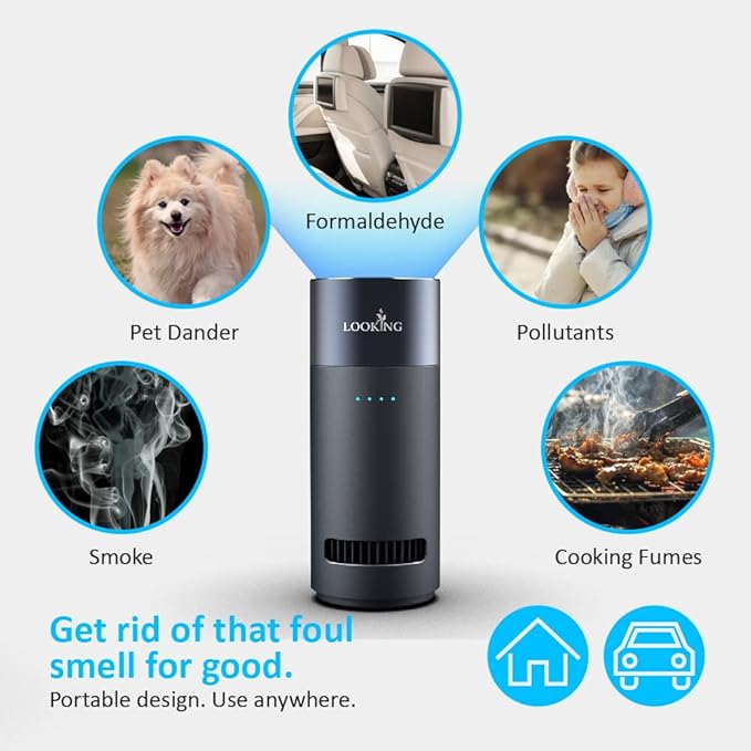 LKT Car Ozone Generator - Remove Smoke Odor from Car, Foul Smell from Bathroom, Odor Eliminator, Portable Ozone Machine, Air Purifier Deodorizer for Home, Office, Smoke, Car, Pet etc.