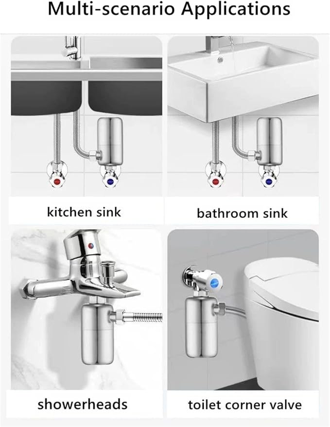 Spin Down Sediment Filter, Stainless Steel Reusable Sink Water Filter, Water Softener for Water Heater G 1/2'' Thread Washing Machine Dishwasher Shower Faucet, Prevent Impurity (Model A)