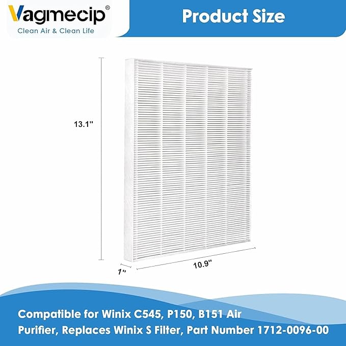 4 Pack C545 True Replacement Filter S Compatible with Winix C545 Air Purifier,For Winix C545, B151, P150, 9300,Ture HPEA Filter S Only, Part number 1712-0096-00 and 2522-0058-00