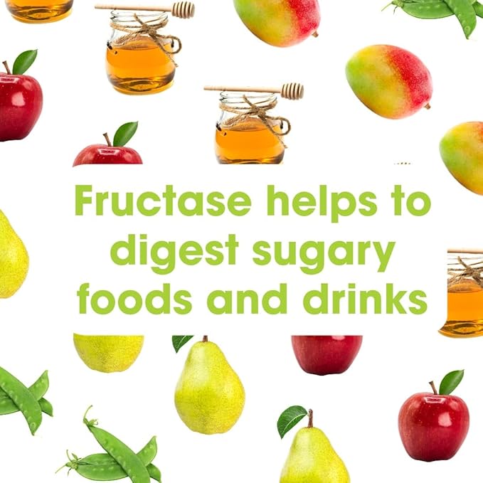 Fructase Digestive Enzymes - 36 Capsules | Supplement for Fructose Intolerance | Enzymes to Help Digest Sugary Foods & Drinks (Fruit Sugar) | Fast Acting | Pure and Vegan | Low FODMAP