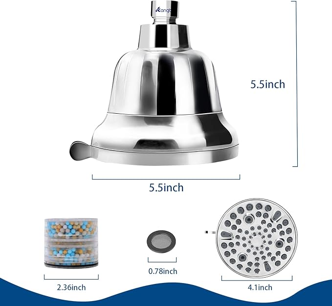 Filtered Shower Head | High Pressure Shower - Filter for Hard Water | Reduces Impurities | Stops Hair Loss, Soothes Dry Skin & Scalp - Chrome