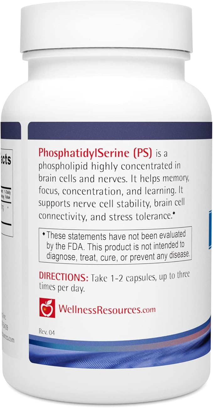 Wellness Resources PhosphatidylSerine Soy-Free Sunflower Source (100mg, 120 Capsules) Non-GMO, Vegan …