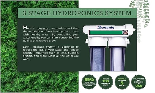 3 Stage - Hydroponics Reverse Osmosis Water Filtration System | 75 GPD | Manual Flush - Water Purifier for Indoor or Outdoor Garden Use