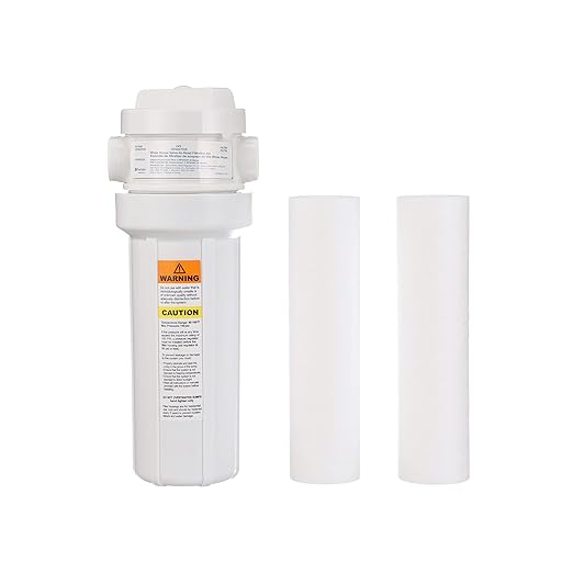 Watts Premier White Whole House Water Filtration Kit with Built-in Bypass Valve, Filter Housing, Three 50-Micron Sediment Filters, Mounting Bracket, Wrench