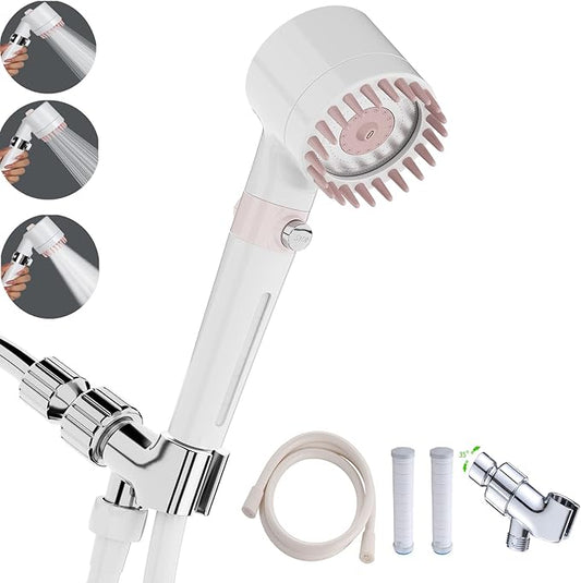 Shower Head with Handheld, Shower Heads High Pressure, High Flow Even with Low Water Pressure-Hand Held Showerhead Set,3 Modes Filtered Showerhead with 59″Replacement Hose/Bracket/Cotton Filters