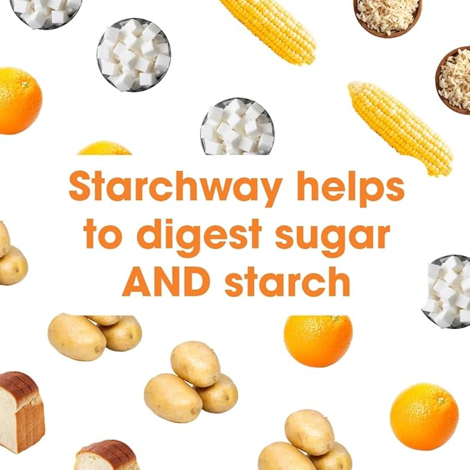 Starchway Digestive Enzymes - 150 capsules | Supplement for Starch & Sucrose Intolerance | Helps Digest Sugars & Starchy Foods | Invertase & Gluco-Amylase Enzymes | Pure & Vegan | Low FODMAP