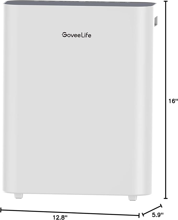 GoveeLife Smart Air Purifiers for Home Large Room, Air Purifiers for Pets with PM2.5 Sensor, Washable Pre-Filter for Pet Hair Lint, 24dB Large Air Purifier with App Control