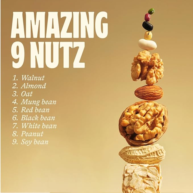 Vinamilk 9 Nutz Creamy Blend | Pack 6 | Oat Almond Walnut + Whole Soy Beans, Plant Based Milk, 33.8 Fl Oz Each, Light Sweet, Shelf Stable - Lactose Free, Dairy Free, Glyphosate Free