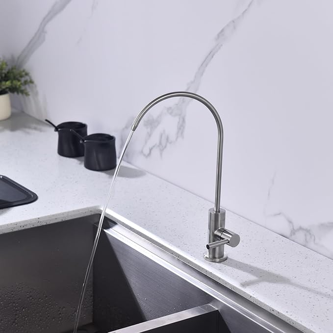 Drinking Water Faucet for Kitchen Sink SUS304 Stainless Steel Water Filter Faucet RO Reverse Osmosis Filtration Bar Sink Brushed Nickel, WF1-BN