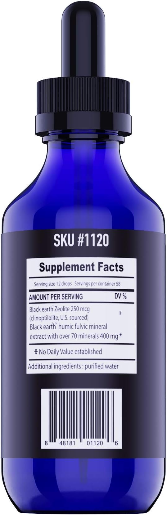 Black Earth Zeolite with Humic Fulvic Acids Trace Minerals for Adults and Kids for Detox, Gut Health and Immune Support - 2oz Liquid Drops Supplement
