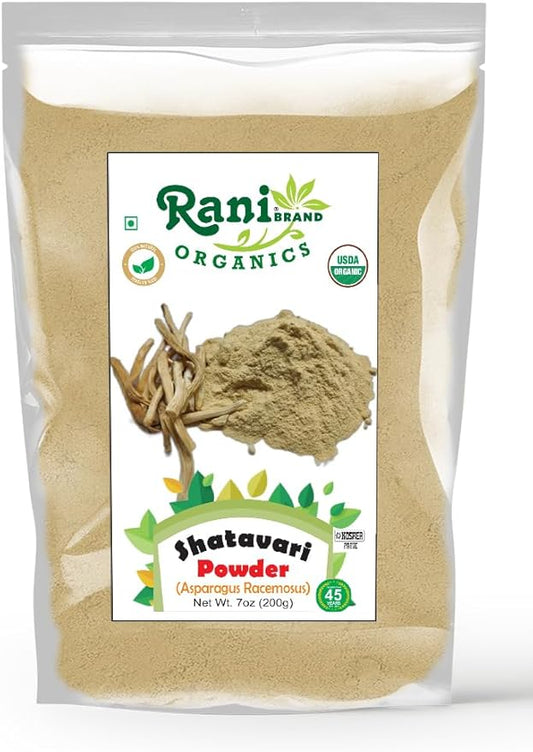 Rani Organic Shatavari Powder (Asparagus Racemosus) 7oz (200g) ~ All Natural | No Color | Gluten Friendly | Vegan | NON-GMO | Kosher | No Salt or fillers | Indian Origin | USDA Organic Certified