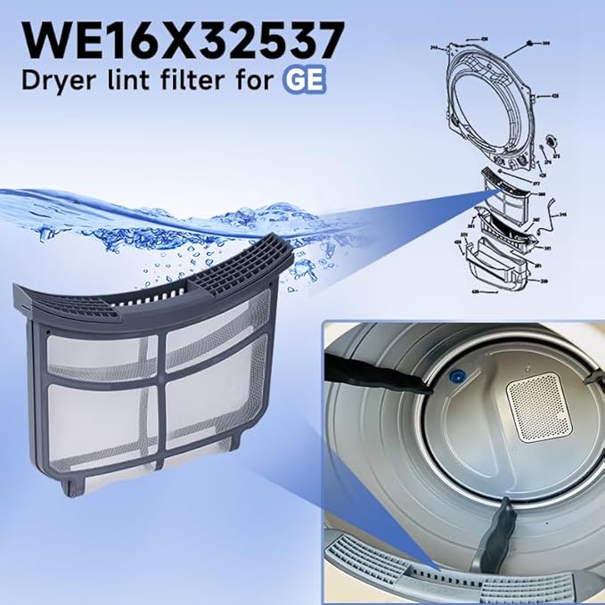 WE16X32537 Dryer Lint Filter Compatible with GE Dryer, Replacement Part WE16X29597 4977656 PD00077638 PS16873779 AP7205579