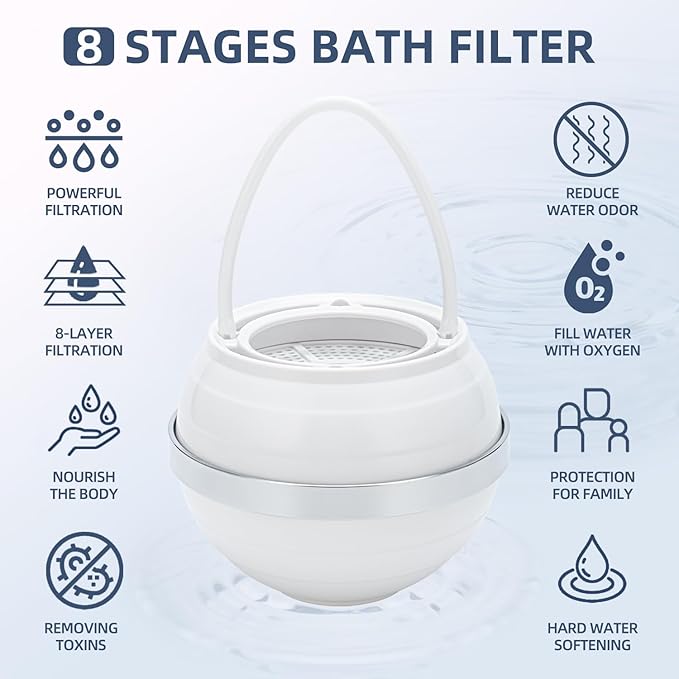 Bath Water Filter, Bathtub Water Filter, Bath Filter for Tub，Bath WaterFilter for Tub Faucet - BPA Free - White