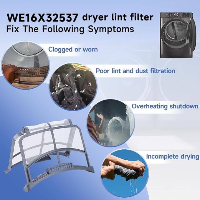 WE16X32537 Dryer Lint Filter Compatible with GE Dryer, Replacement Part WE16X29597 4977656 PD00077638 PS16873779 AP7205579