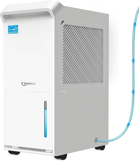 3,500 Sq.Ft Most Efficient Energy Star 2024 Dehumidifier with Pump, Vellgoo Max 60 Pint/D (Standard 35 Pint/D) Compressor Dehumidifier for Basement with Drain Hose, Intelligent Humidity Control