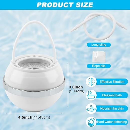 Bath Filter for Tub,Bath Water Filter for Tub Faucet with Overflow,WaterFilter Remove contaminants,Hard Water Softener,Enhances The Health of Skin, Hair, Nails(White)