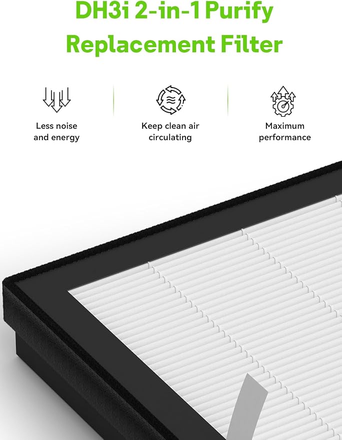 DH3i Replacement Filter Set Compatible with 2-in-1 Purify + Humidify Air Purifier, 3 Packs Particle Filter & 2 Packs Wick Filter
