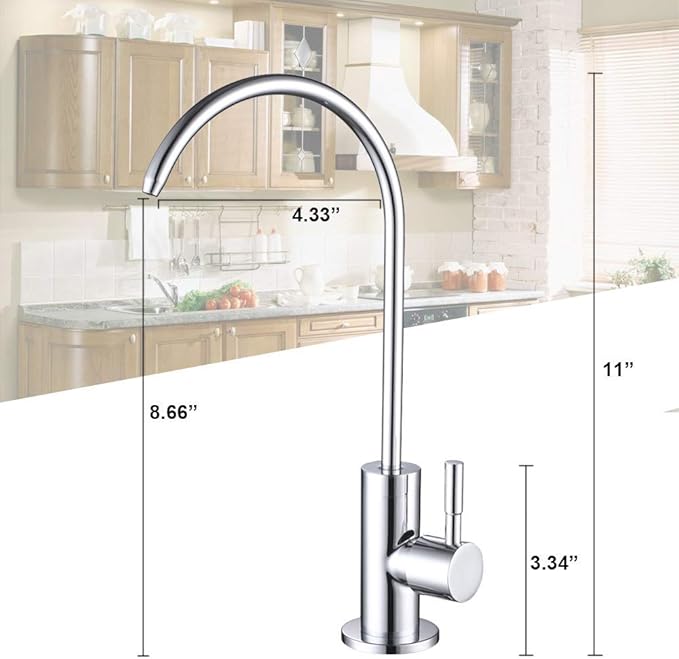 ESOW Kitchen Water Filter Faucet, 100% Lead-Free Drinking Water Faucet Fits Most Reverse Osmosis Units or Water Filtration System in Non-Air Gap, Stainless Steel 304 Body Polished Chrome Finish