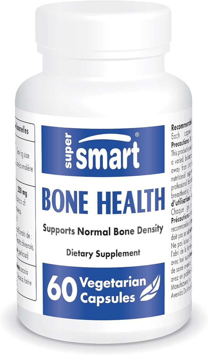SuperSmart - Bone Health Supplement (100% Plant Based & Patented) - Strong Bones & Bone Density Supplement | Non-GMO & Gluten Free - 60 Vegetarian Capsules