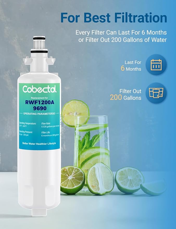Adq360061 Water Filter Replacement for LG Lt700p Adq36006101 Lfds22520s, Cobectal Water Filter Replacement for kenmore 9690 469690 Adq36006102 Lfxc24726s Lfxc29626s Rwf1200a Filter, 4-Pack