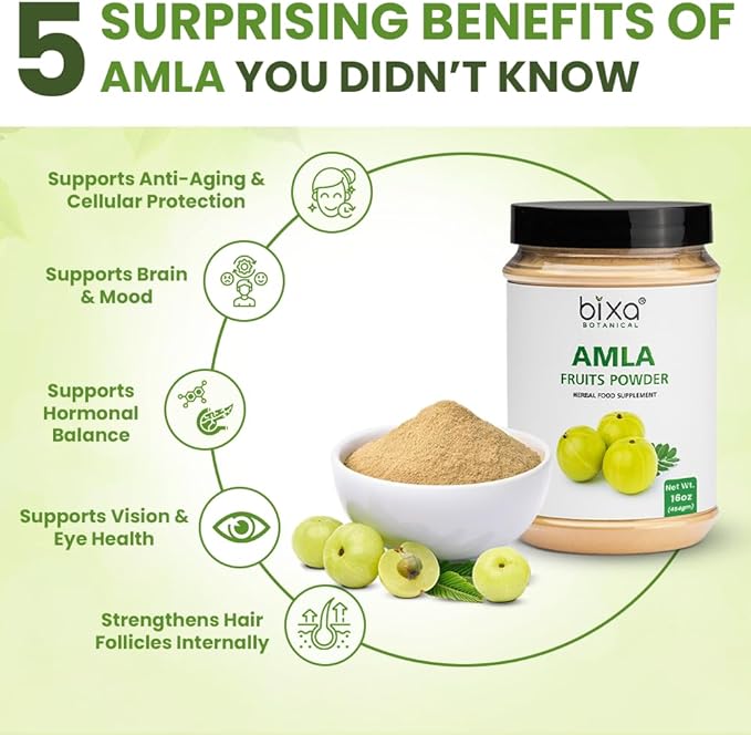bixa BOTANICAL Amla Powder (Emblica officinalis),1 Pound (16 Oz) | Herbal Supplement Antioxidant & Immunity Booster