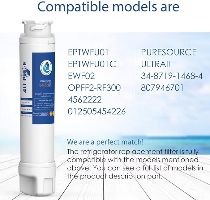 EPTWFU01 Water Filter Replacement, Compatible with Frigidaire EPTWFU01, Рurе Sоurсе Ultra II, EWF02, 012505454226, 4562222, Pack of 3