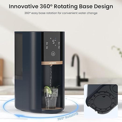 Countertop Reverse Osmosis Water Filter System, 5-Stage RO Filtration with UV, 4:1 Pure to Drain, Innovative 360° Swivel Base, Portable No Installation Water Purifier with 4 Capacity