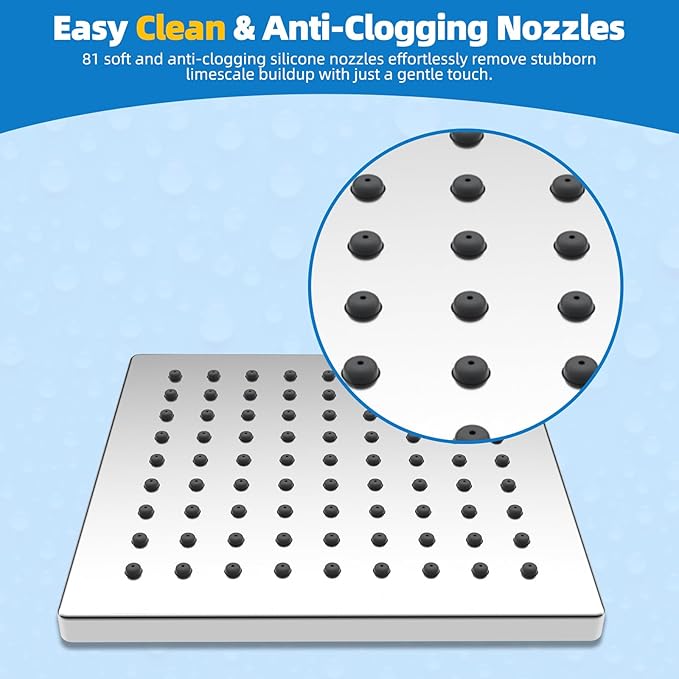 Hibbent Metal Filtered Shower Head, 6'' High Pressure RainShower Head, 20 Stage Shower Filter for Hard Water Softener, Bathroom Rainfall Shower Head to Remove Chlorine and Heavy Metals, Chrome