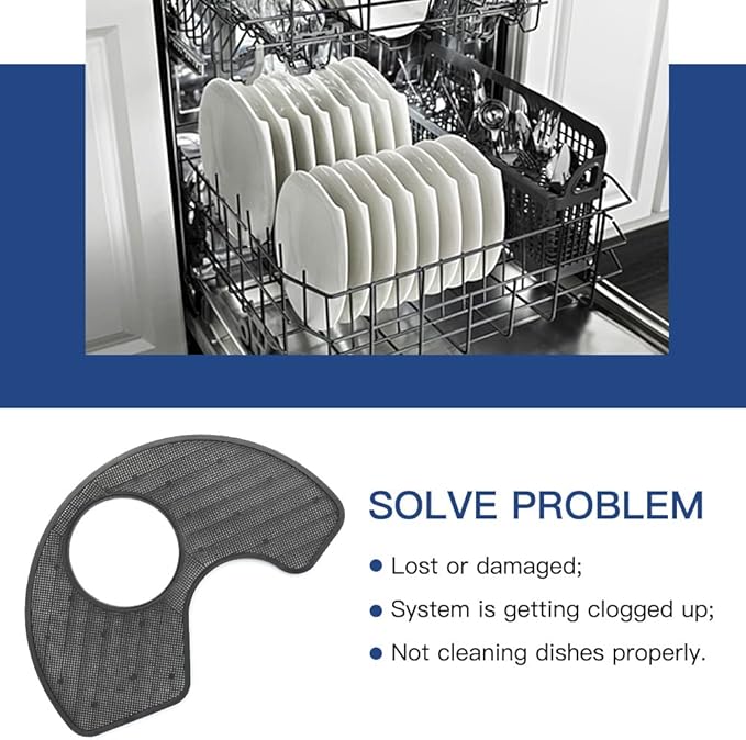 WPW10463906 Dishwasher Screen Filter Replacement Part Assembly, Replaces W10463906, W10195360, Compatible with Whirlpool Dishwashers