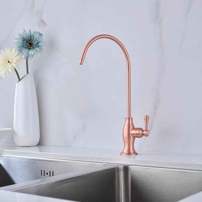 Delle Rosa Drinking Water Faucet in Copper Finish, Retro Solid Brass Kitchen Water Filter Faucet, Commercial Water Filtration Faucet for Under Sink Water Filter System,Copper Finish
