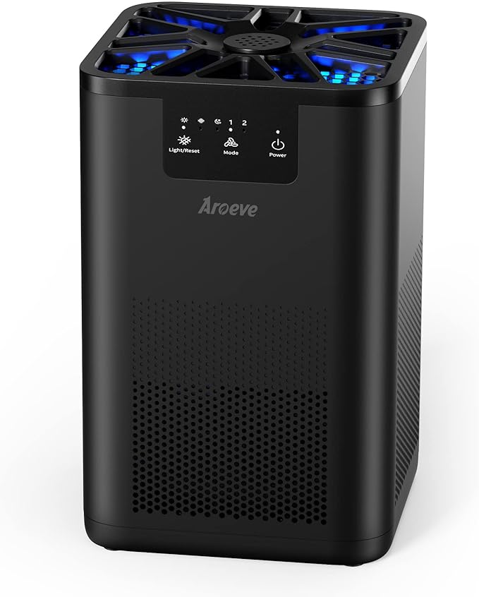 AROEVE Air Purifiers for Bedroom Air Purifier With Aromatherapy Function For Pet Smoke Pollen Dander Hair Smell 20dB Air Cleaner For Bedroom Office Living Room, MK06- Black(Available for California)