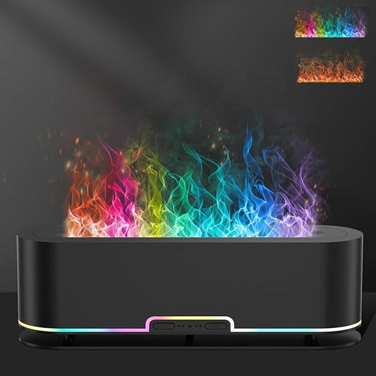 2025 Upgraded Rainbow Flame Fire Diffuser Humidifier, 7 Colors Changing Oil Diffuser, Ultra-Quiet Aroma Essential Oils Aromatherapy Diffusers for Large Room, Bedroom, Office