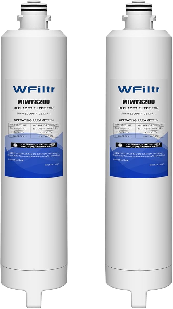 MIWF8200 Water Filter Compatible with Midea MIWF8200 MF-2812-R4 MRF29D3AST MRF29D6AST Refrigerator Filter (2 Pack)
