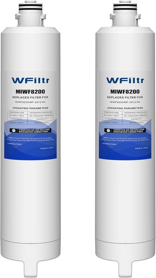 MIWF8200 Water Filter Compatible with Midea MIWF8200 MF-2812-R4 MRF29D3AST MRF29D6AST Refrigerator Filter (2 Pack)
