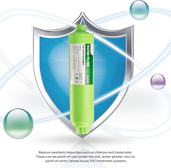 RVGUARD Inline RV Water Filter, Reduces Odors, Bad Taste, Rust, Chlorine, Ideal for RV and Marine use, 4 Pack