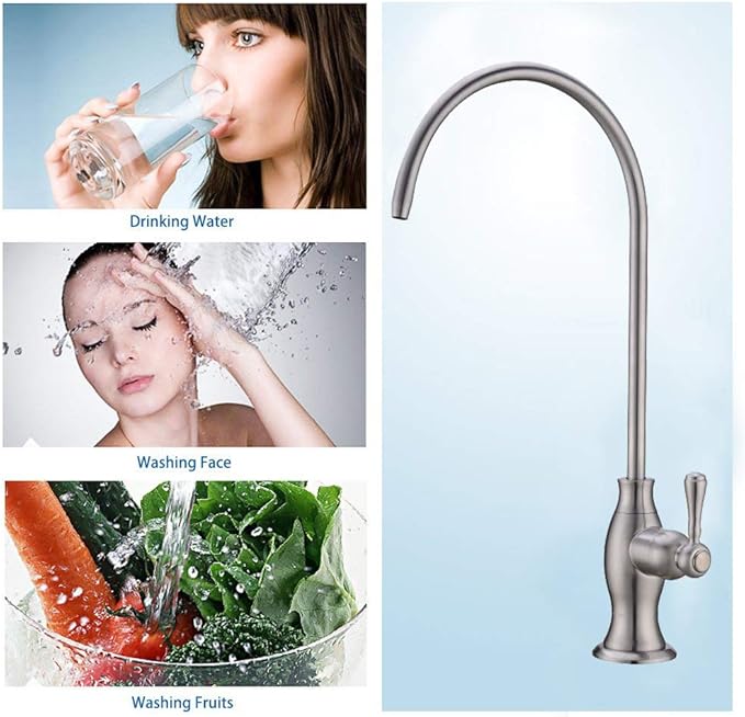 Brass Water Filter Faucet Delle Rosa Commercial Water Filtration Faucet for Under Sink Water Filter System Modern Brushed Nickel Kitchen Bar Sink Drinking Water Faucet