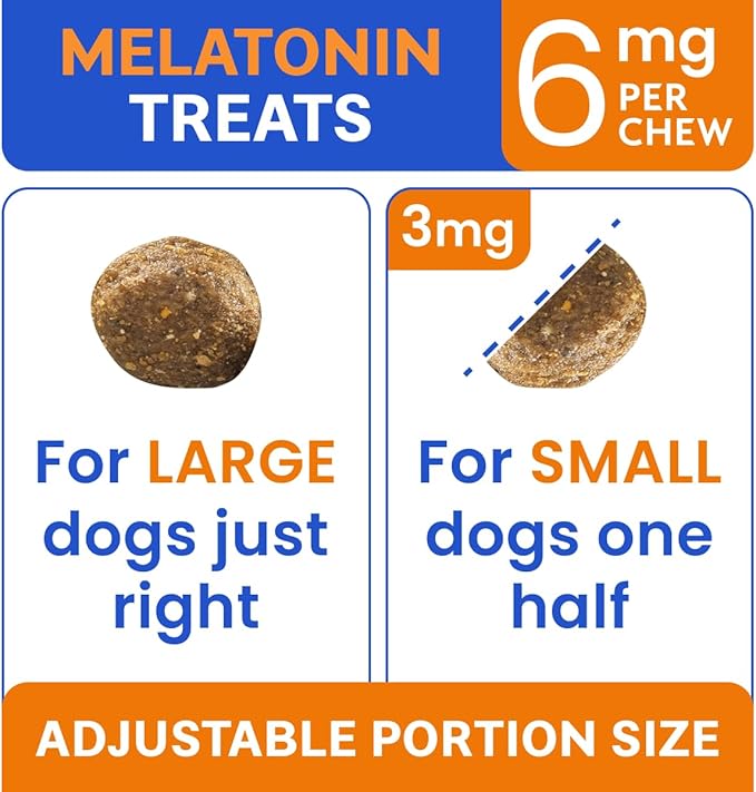 BARK&SPARK (MAX Strength) Melatonin for Dogs to Sleep & Anxiety Aid - Medium & Small Breeds - 6mg Doggie Sleeping Pills - 120 Treats