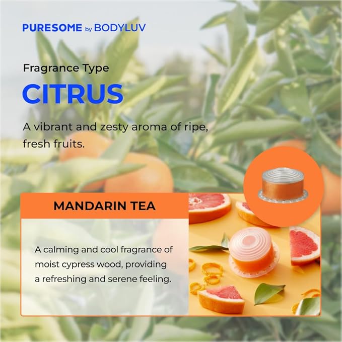 Bodyluv Vita Puresome Shower Head, One purification filter cartridge included, Handheld Hard Water Softener, Strong Water Pressure Water Saving For Bathroom (Mandarin Tea)