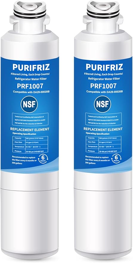 2 Pack DA29-00020B Refrigerator Water Filter, Compatible with Samsungｮ HAF-CIN/EXP, DA29-00020A/B, DA29-00020B-1, RWF0700A, 469101,RF263BEAESR, RF28HMEDBSR, RS25J500DSR, 6 Month / 300 Gallon