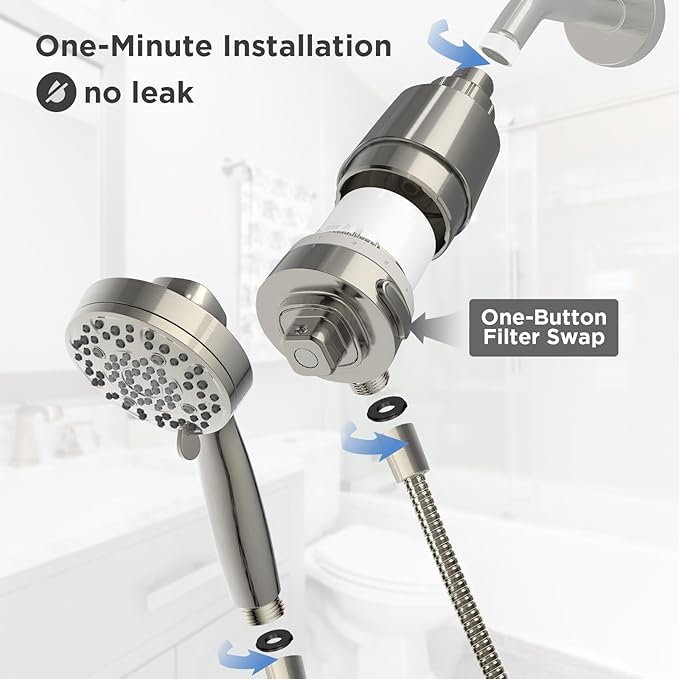 Filtered Shower Head with Handheld, Magnetic Docking System, High Pressure Handheld Shower Head with KDF Filter for Hard Water, 6 Spray Modes, Easy Installation – BNP